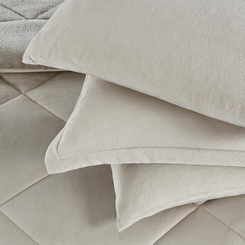 مفرش شتوي مخمل فرو مفرد ونص 4 قطع - ميرولينا - بيج...