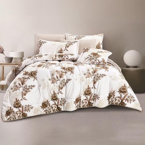 مفرش صيفي مزدوج 7 قطع - اوركا - رصاصي فاتح - بيج