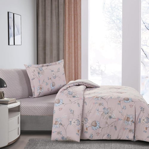 مفرش قطن صيفي مفرد ونص 4 قطع - فاليريا - بيج - رما...