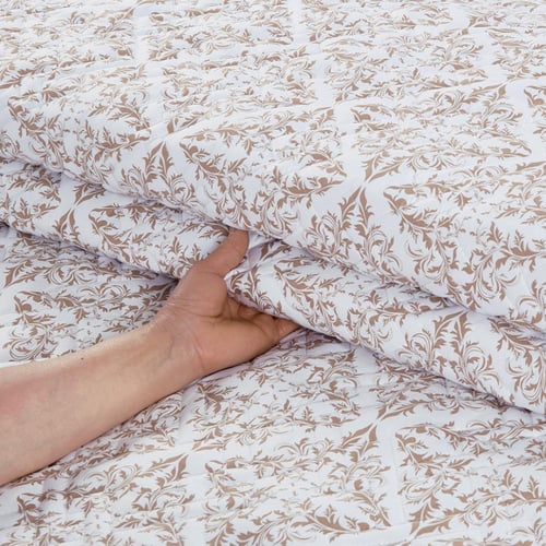 مفرش صيفي مزدوج حشوة مضغوطه 6 قطع - لونيا - ابيض -...