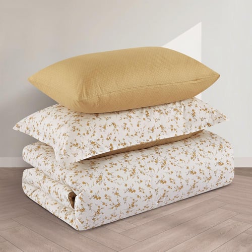 مفرش قطن صيفي مفرد ونص ٤ قطع - نولين -كريمي - بيج...