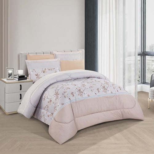 مفرش صيفي مفرد ونص 4 قطع - غاردينا -رصاصي - بيج