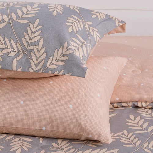 مفرش صيفي مفرد ونص 4 قطع - ليتون - رمادي - مشمشي