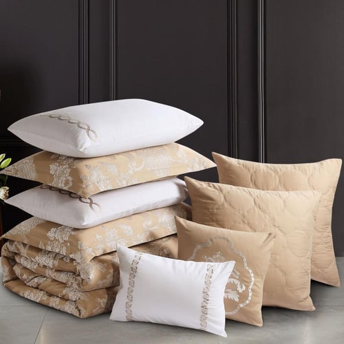 مفرش صيفي فاخر كوين جاكار مطرز 8 قطع – رومينا - بي...