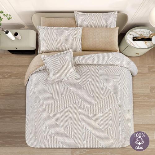 مفرش قطن صيفي مقاس كوين 8 قطع - نوفارين -كريمي - ب...