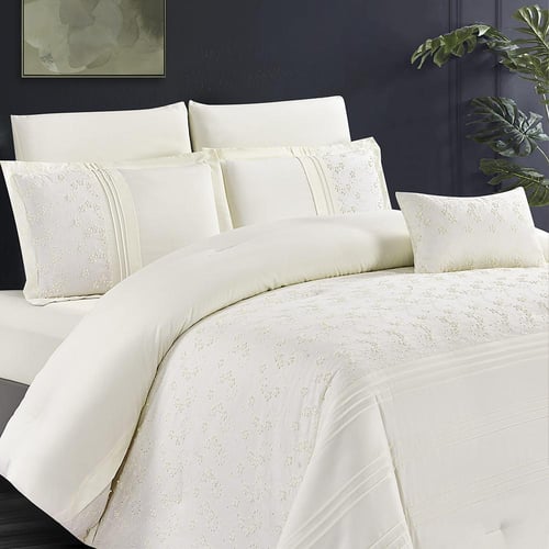 مفرش صيفي مزدوج مطرز مزين بالدانتيل 7 قطع - ايسولد...