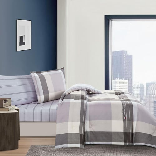 مفرش صيفي مفرد ونص 4 قطع - ليتون - رمادي - بيج -رص...