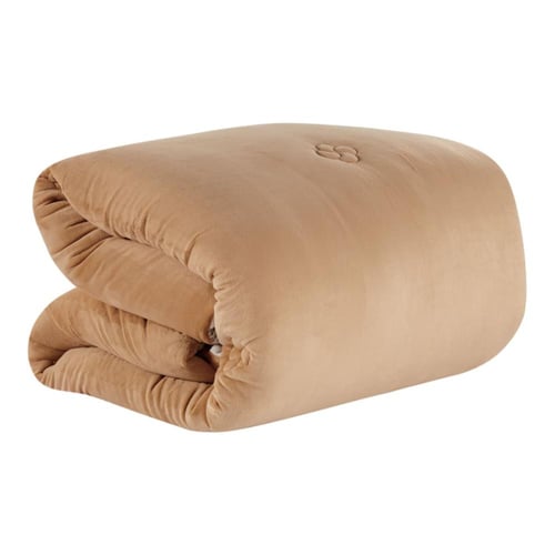 مفرش شتوي مزدوج مخمل 6 قطع - هيذر - أبيض - بني