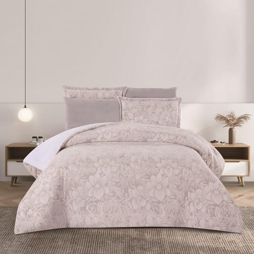 مفرش شتوي مزدوج مخمل فرو 6 قطع - اورنيلا - رصاصي