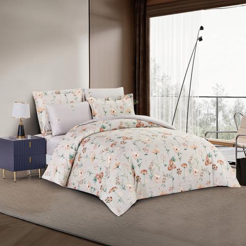 مفرش قطن صيفي مزدوج 6 قطع - نوفيلا - بيج - رصاصي