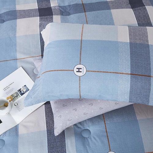 مفرش صيفي مفرد ونص 4 قطع - ليتون - سماوي - رصاصي