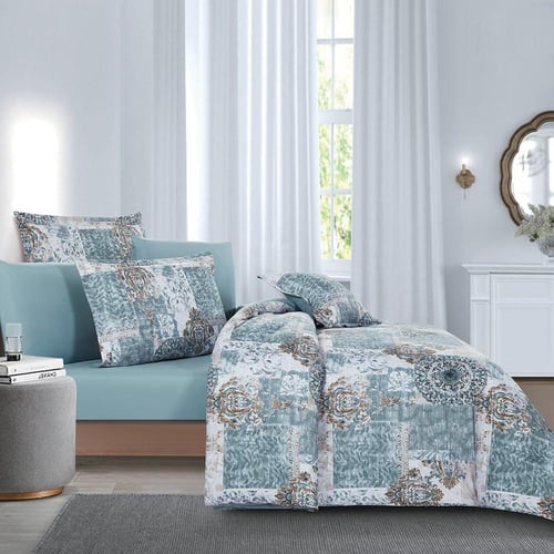 مفرش صيفي مزدوج وجهين ٧ قطع - اوركا -ابيض - تركواز...