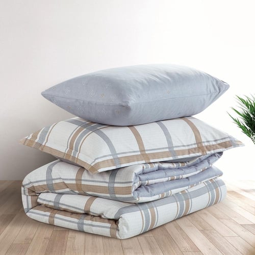 مفرش صيفي مفرد ونص 4 قطع - ليتون -كريمي - رصاصي غا...