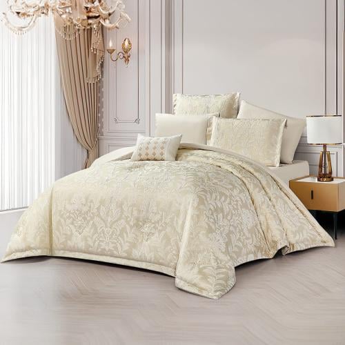 مفرش صيفي مزدوج جاكار 7 قطع - مارينثا -بيج فاتح