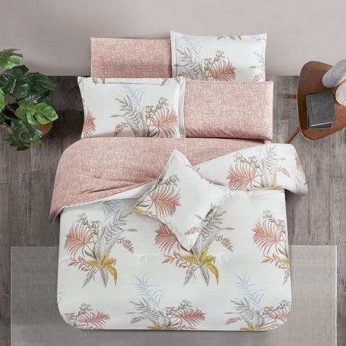 مفرش صيفي مقاس كوين 8 قطع - سولاريتا - عاجي -بيج