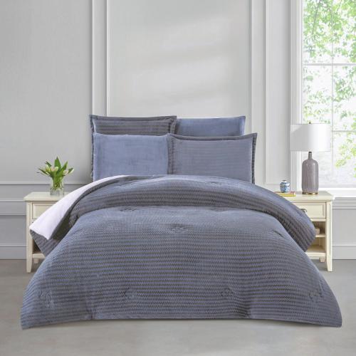 مفرش شتوي مزدوج مخمل فرو محفور 6 قطع - لينارا - رم...