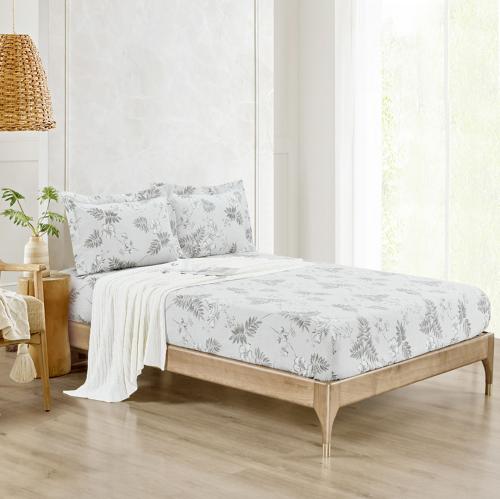 طقم شرشف مشجر مزدوج مغاط - 3 قطع - رصاصي