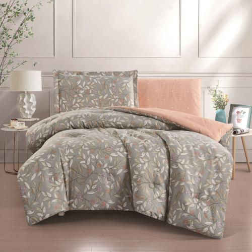 مفرش صيفي مفرد ونص 4 قطع - ليتون -زيتي - زهري