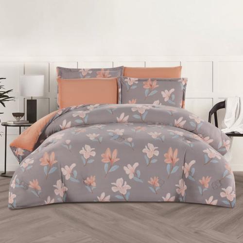 مفرش شتوي مخمل مفرد ونص 4 قطع - تالورا - رمادي - خ...