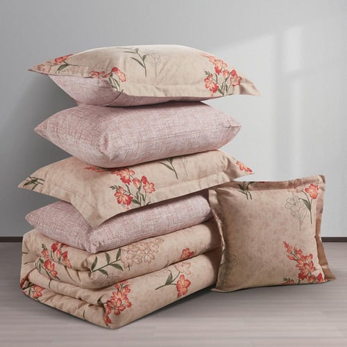 مفرش صيفي مفرد ونص 4 قطع - ليتون -بيج - لحمي