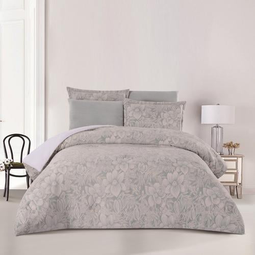 مفرش شتوي مخمل فرو مقاس كوين 6 قطع - فيرون - رصاصي