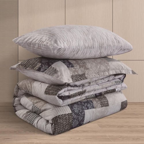 مفرش صيفي مفرد ونص 4 قطع - تيانا - بيج - رصاصي فات...