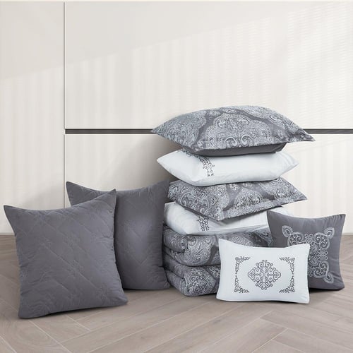 مفرش صيفي فاخر كوين جاكار مطرز 8 قطع – أورليا Aure...