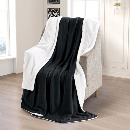 بطانية مخمل وفرو ماريو 200 × 230 - اسود