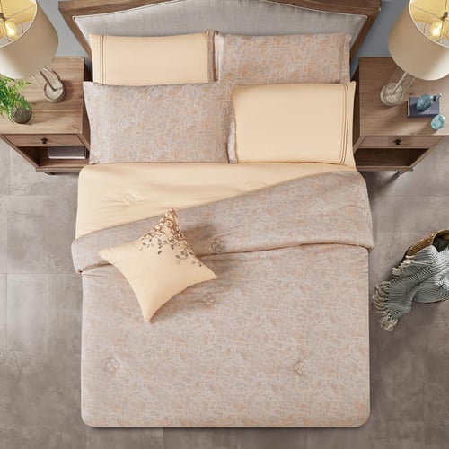 مفرش صيفي كوين تنسيل قطن 300 غرزة + مخدة هدية