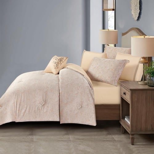 مفرش صيفي كوين تنسيل قطن 300 غرزة + مخدة هدية