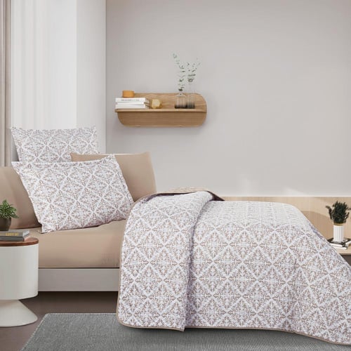 مفرش صيفي مزدوج حشوة مضغوطه 6 قطع - لونيا - ابيض -...