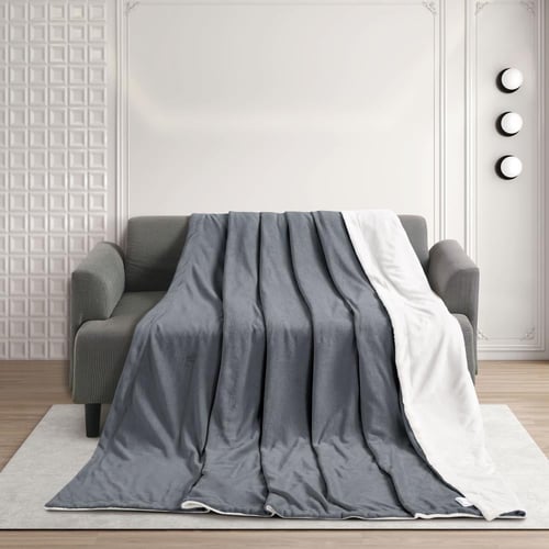 بطانية مخمل وفرو ماريو 200 × 230 - رمادي