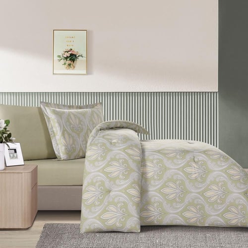 مفرش قطن صيفي مفرد ونص ٤ قطع - فاليريا - اخضر- زيت...