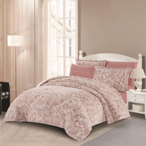 مفرش شتوي مزدوج مخمل فرو 6 قطع - اورنيلا - لحمي -...