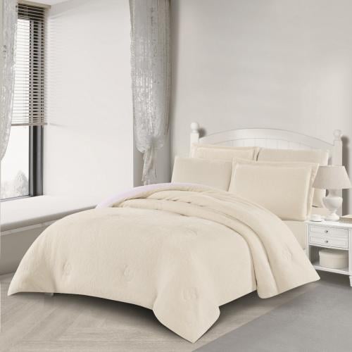 مفرش شتوي مخمل فرو محفور مفرد ونص 4 قطع - موريل -...