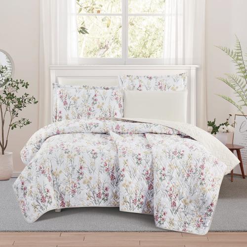 مفرش صيفي مزدوج حشوة مضغوطه 6 قطع - لونيا - ابيض -...