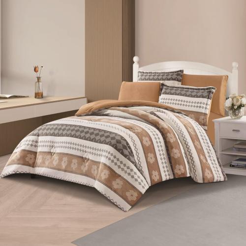 مفرش شتوي مخمل مفرد ونص 4 قطع - تالورا - أبيض - بن...