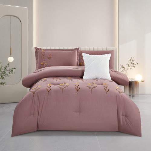 مفرش صيفي مفرد ونص مطرز فاخر 6 قطع - غراتسيا - لحم...