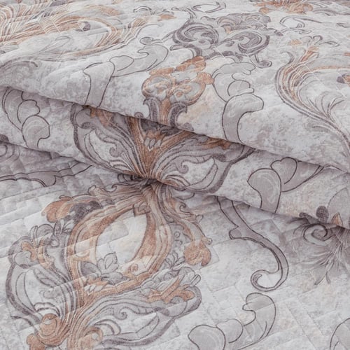 مفرش صيفي مزدوج حشوة مضغوطه 6 قطع - لونيا - بيج