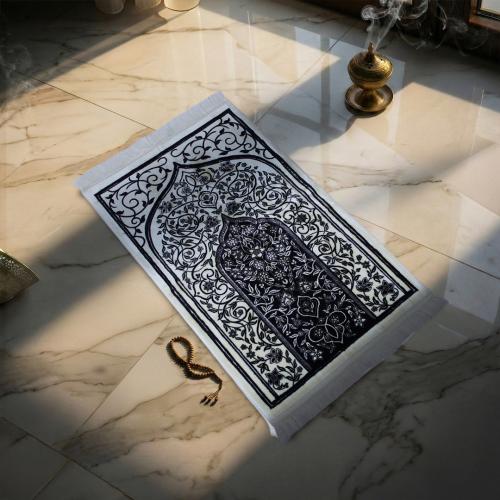 سجادة صلاة تركي اكريليك – رحاب - كحلي غامق - كريمي