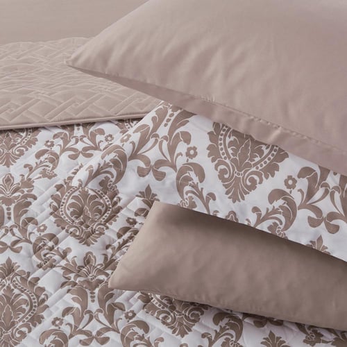 مفرش صيفي مزدوج حشوة مضغوطه 6 قطع - لونيا- كريمي -...