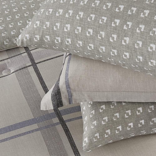 مفرش قطن صيفي مزدوج 8 قطع - زافيرا -بيج - رمادي فا...