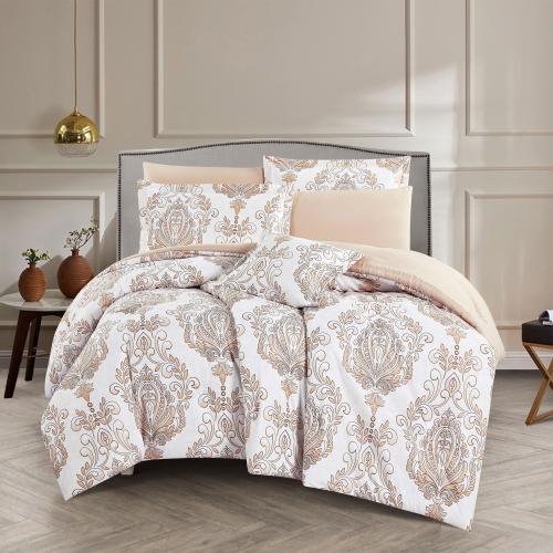 مفرش صيفي مفرد ونص وجهين 4 قطع - سيلون -ابيض - بيج