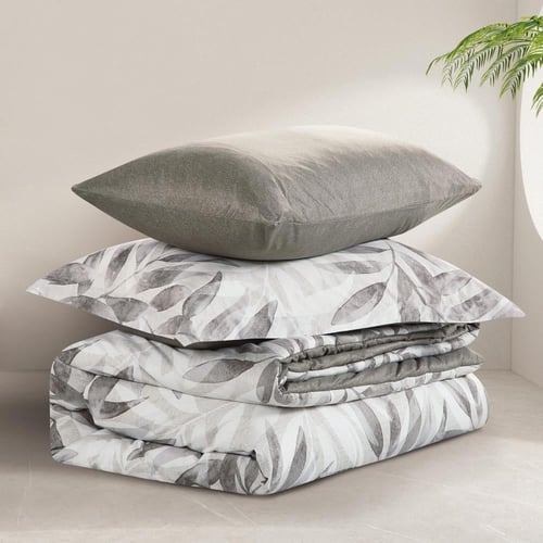 مفرش صيفي مفرد ونص 4 قطع - ليتون - رصاصي فاتح - رم...