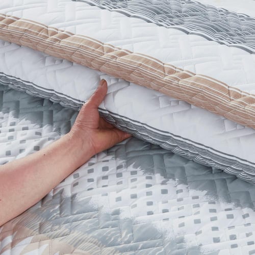 مفرش صيفي مزدوج حشوة مضغوطه 6 قطع - لونيا- ابيض -...