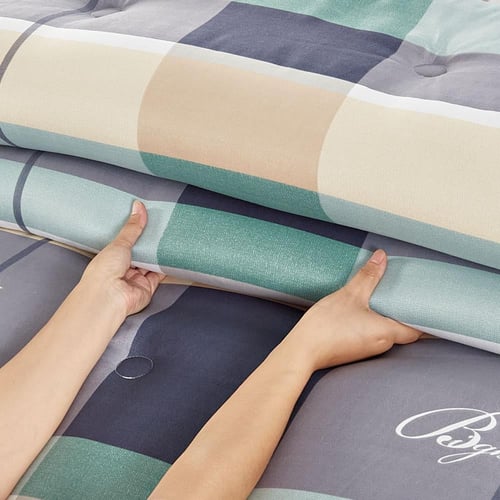 مفرش صيفي مفرد ونص 4 قطع - اليساندرا - رمادي - اخض...