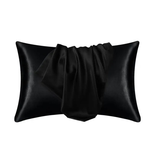 غطاء وسادة حرير طبيعي - مارلين - أسود