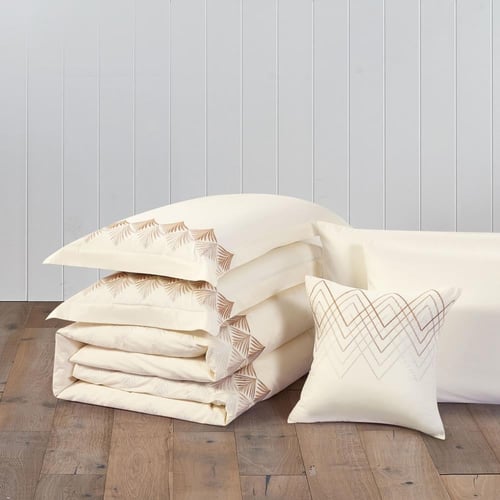 مفرش قطن مطرز حشوة متحركة صيفي مزدوج 9 قطع - لينوف...