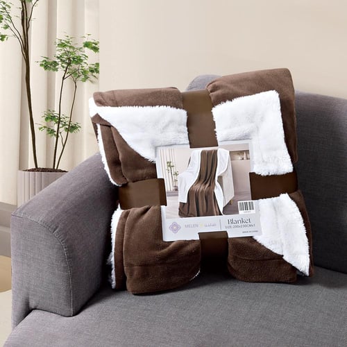 بطانية مخمل وفرو ماريو 200 × 230 - بني غامق