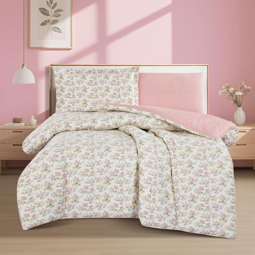 مفرش قطن صيفي مفرد ونص ٤ قطع - نولين -كريمي - زهري